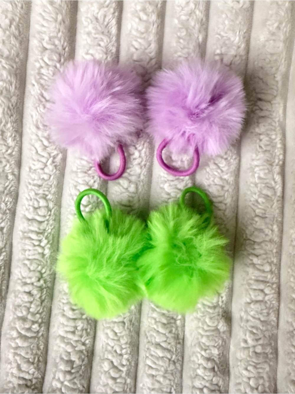 iHeartRaves Poofy Hair Ties - Purple and Neon Green (2 Pairs)